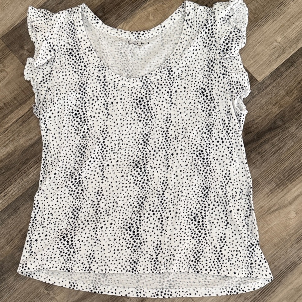 LOFT Black and White Patterned Blouse